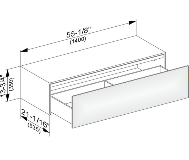 Тумба боковая подвесная KEUCO EDITION 11 31326 570000 с одним выдвижным фронтом, корпус матовый лак/фасад глянцевое стекло, чёрный