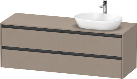 DURAVIT (Ketho.2) Тумба подвесная под раковину справа 550 мм х 1600 мм х 568 мм, с 4 выдвижными ящиками, лён