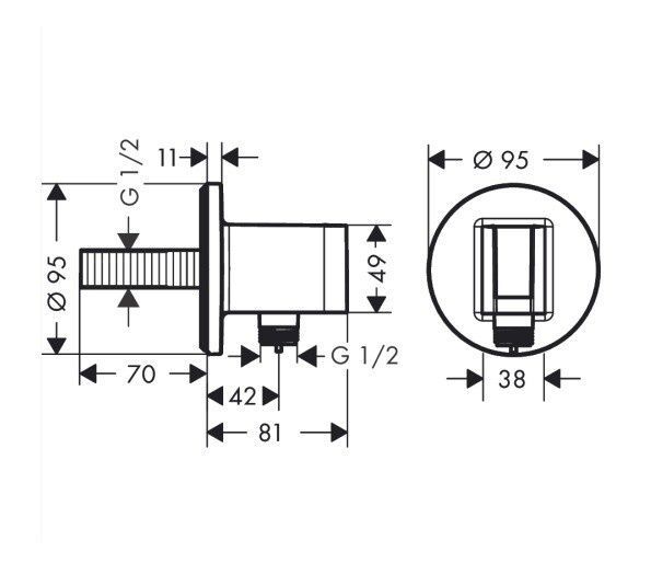 Шланговое подсоединение круглой формы HANSGROHE FixFit E 26888140 с держателем лейки, цвет Шлифованная бронза