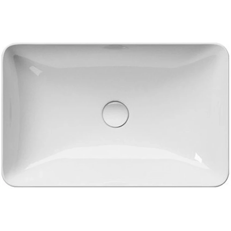 Раковина накладная GSI PURA 883711 600 мм х 380 мм, без отверстия для смесителя, без перелива, белый глянцевый