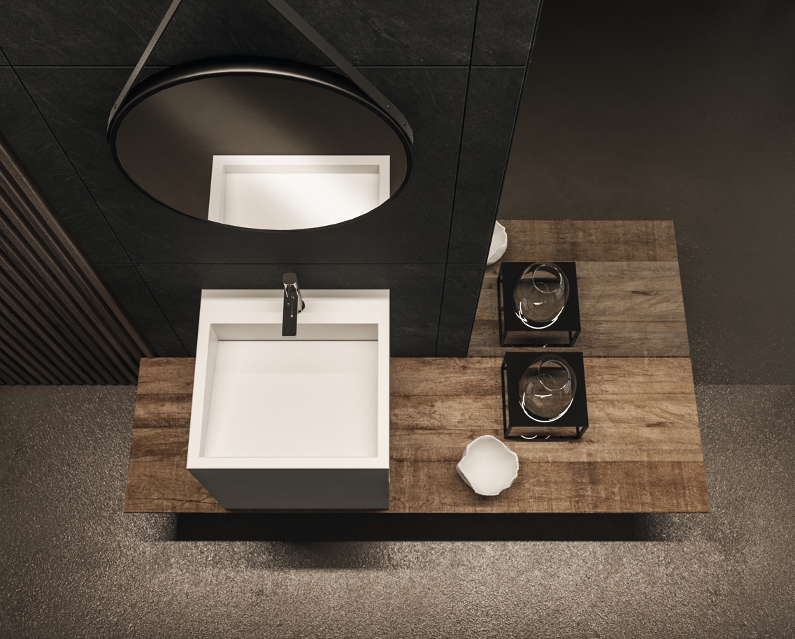 Зеркало круглое без подсветки для ванной комнаты BMT BLUES 4.0 801 423 060 03   600х600х35 мм,  чёрный матовый