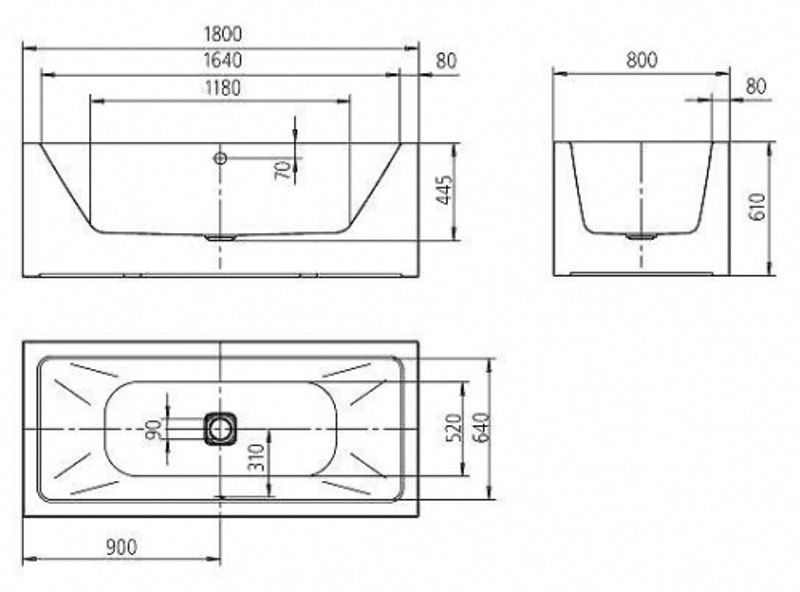 Ванна из сталь-эмали отдельностоящая Kaldewei Meisterstuck Conoduo Mod 1733-4080 2007.4080.3001 1800 х 800 мм с покрытием Perl-Effekt