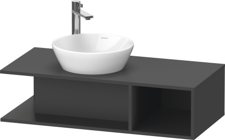 Тумба подвесная под раковину слева DURAVIT D-Neo DE491904949 1000 мм х 480 мм, с открытой боковой полкой справа и консолью, графит матовый