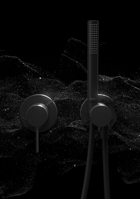 Смеситель однорычажный для душа KEUCO SOLO 59552 379501 с выводом для шланга, с круглой розеткой, чёрный матовый