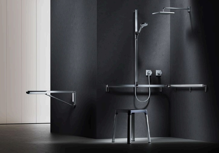 Складной поручень для установки справа и слева KEUCO AXESS 35003 170837 850 мм, цвет Алюминий серебристый анодированный/Чёрный