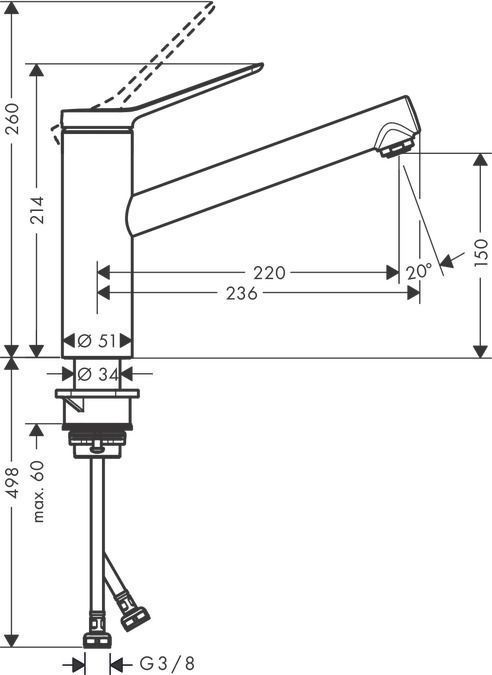 Смеситель однорычажный для кухни HANSGROHE ZESIS M33 1 JET 74802670 150 мм, чёрный матовый