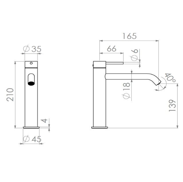 Однорычажный смеситель для раковины BOSSINI NOBU INZ203.075 210 мм, без донного клапана, цвет Матовая нержавеющая сталь