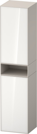 Шкаф-пенал высокий 2 дверцы, петли слева DURAVIT ZENCHA ZE1353L64830000 360 мм х 400 мм х 1900 мм, стекло белое/серо-коричневый суперматовый