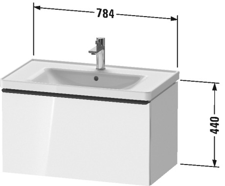 Тумба подвесная под раковину DURAVIT D-Neo DE425502121 784 мм х 452 мм, с одним выдвижным ящиком, орех тёмный