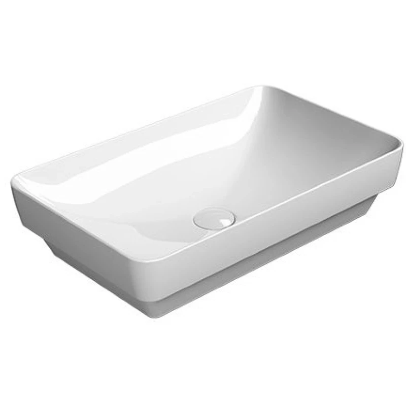 Раковина накладная GSI PURA 883711 600 мм х 380 мм, без отверстия для смесителя, без перелива, белый глянцевый