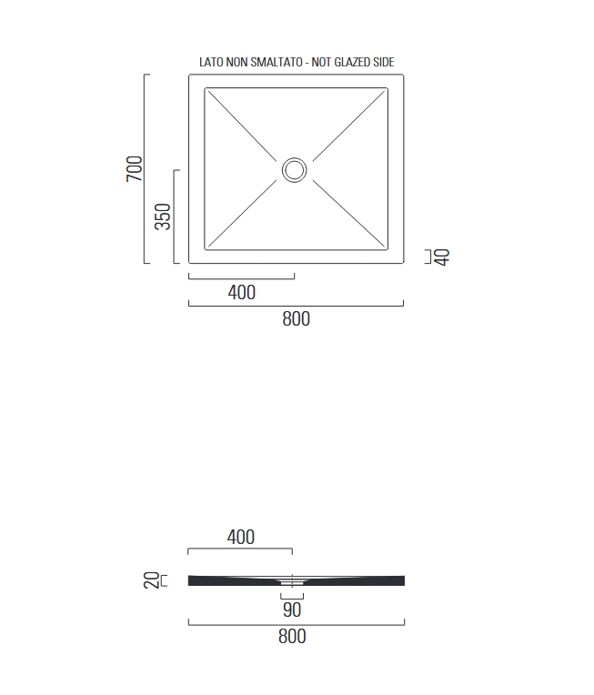 Керамический поддон GSI PURA H2 46080704 700х800х20 мм, цвет Agave Matte
