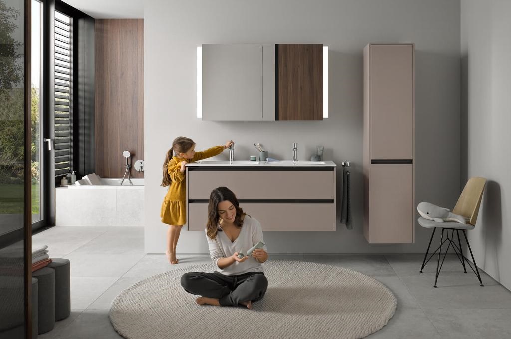 Высокий шкаф с двумя дверцами петли справа DURAVIT KETHO.2 K21329R43430000 360 мм х 400 мм х 1760 мм, базальт матовый