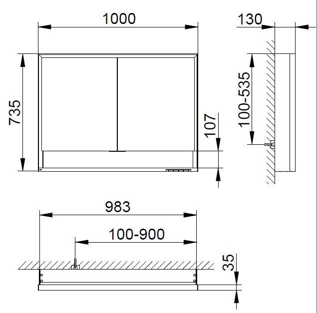 Зеркальный шкаф Keuco Royal Lumos 14324 171301 алюминий серебристый 1000 x 735 мм с уменьшенной глубиной