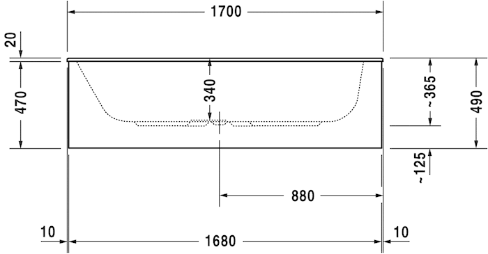 Акриловая встраиваемая ванна Duravit DuraStyle 7002310000000 1700 х 750