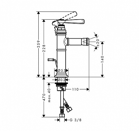 Смеситель для биде с донным клапаном AXOR Montreux 16526000 хром