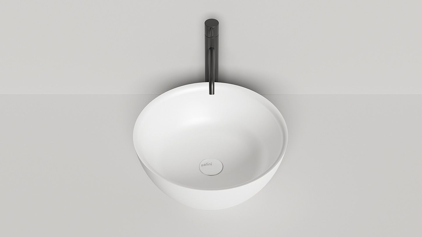 Раковина накладная круглая SALINI ALDA 02 1102110G 425х425х155мм, S-Sense, без донного клапана, цвет Белый глянцевый