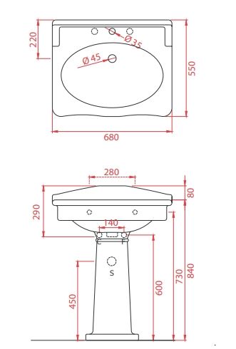 Раковина накладная ARTCERAM HERMITAGE HEL002 01 00 680 мм х 550 мм, с 3 отверстиями под смеситель, с переливом, белый глянцевый