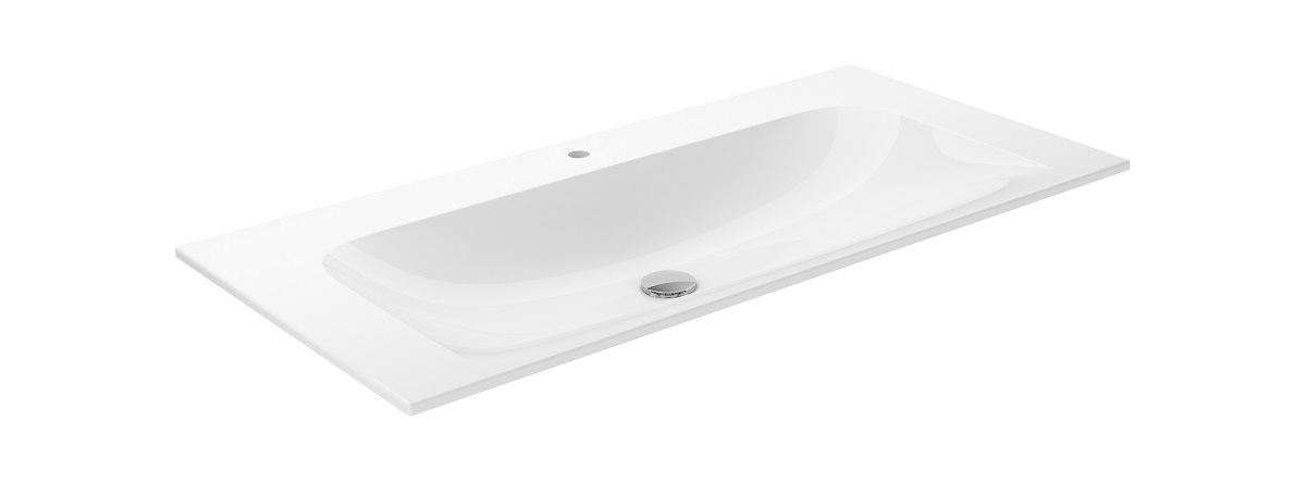 Раковина керамическая для мебели Keuco X-Line 33170 311001 1007 х 17 х 494 мм, с 1 отверстием под смеситель, цвет Белый глянцевый