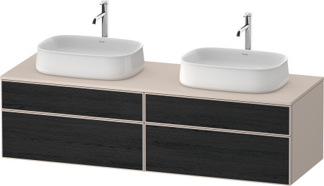 Тумба подвесная под две раковины DURAVIT ZENCHA ZE4825B16830000 550 мм х 1600 мм х 442 мм, с 4 выдвижными ящиками, чёрный дуб/серо-коричневый суперматовый