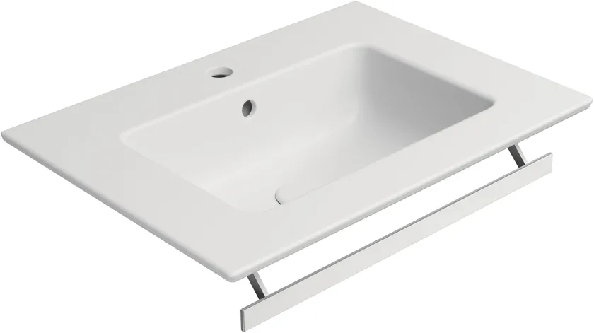 Раковина накладная/подвесная GSI PURA 8884109 c отверстием под смеситель, с переливом, цвет Белый матовый