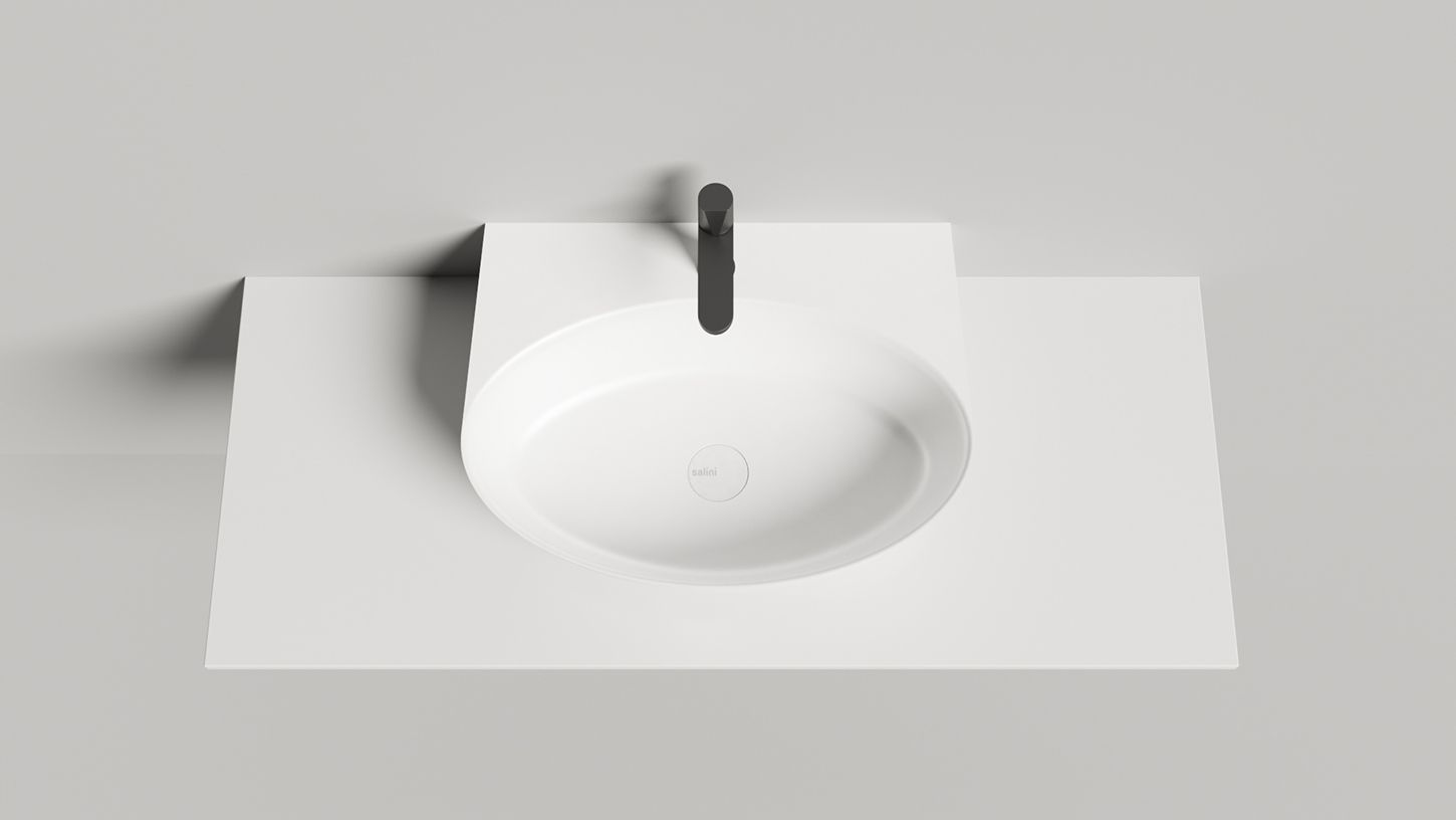 Раковина подвесная/накладная овальная SALINI ALDA WALL 02 140312G 450х580х150мм, S-Sense, с отверстием под смеситель, цвет Белый глянцевый