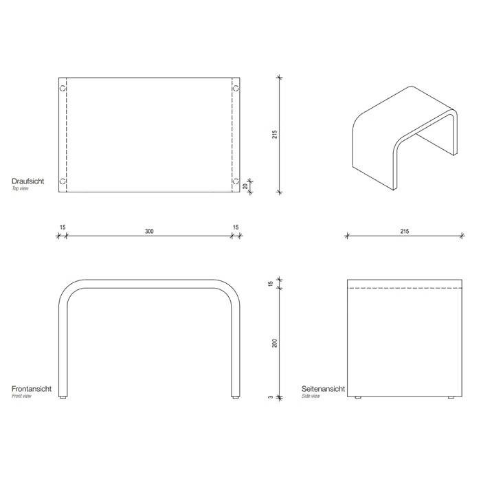 Подставка/табурет низкий, DECOR WALTHER   STONE SCH    0974360   24,5 х33 х21,5 см, из материала Solid Surface, цвет черный матовый