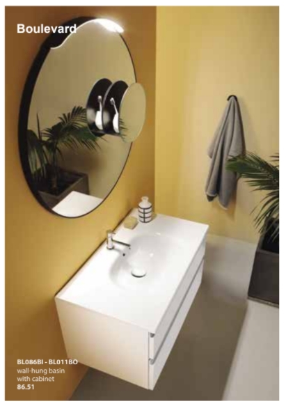 Тумба подвесная GLOBO BOULEVARD BL011RC 505 мм х 850 мм, c двумя выдвижными ящиками, Rovere Chiaro (Снимается с производства)