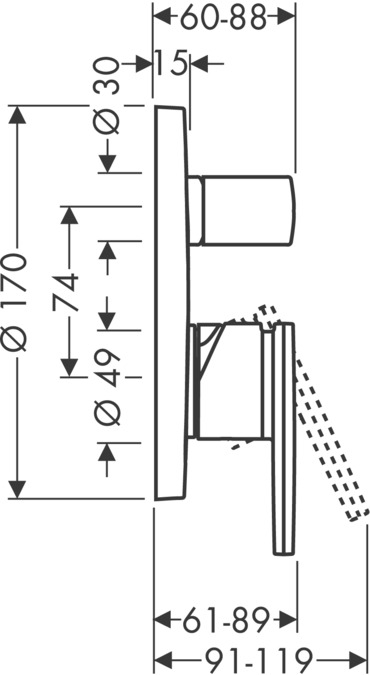 Смеситель для ванны Axor Citterio 39455000 встраиваемый хром