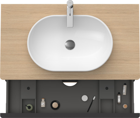 Тумба подвесная под раковину DURAVIT D-Neo DE496803030 550 мм х 1000 мм, с двумя выдвижными ящиками и консолью, натуральный дуб