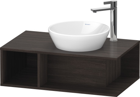 Тумба подвесная под раковину DURAVIT D-Neo DE493805353 800 мм х 480 мм, с консолью, с открытой полкой слева, каштан тёмный