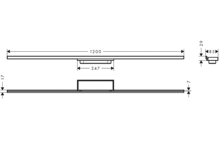 Внешняя часть трапа для душа HANSGROHE RainDrain Minimalistic 56223000 1200 мм, цвет Хром