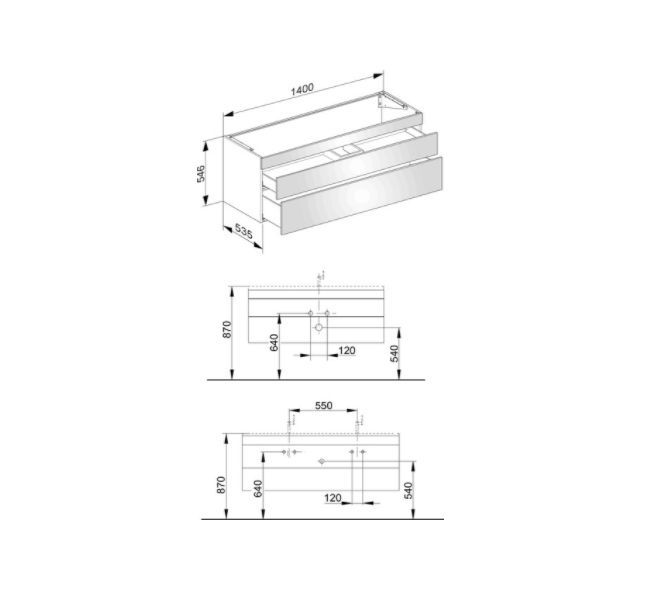 Тумба подвесная под раковину KEUCO EDITION 11 31561 390000 с двумя выдвижными фронтами, корпус/фасад структурный лак, антрацит