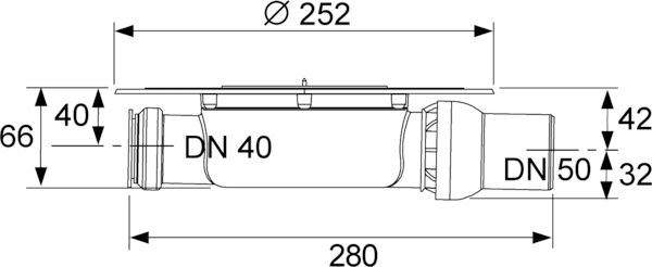 Комплект точечного трапа TECE TECEdrainpoint S KDP-S110 с сифоном DN 50,с декоративной решеткой, хром глянцевый