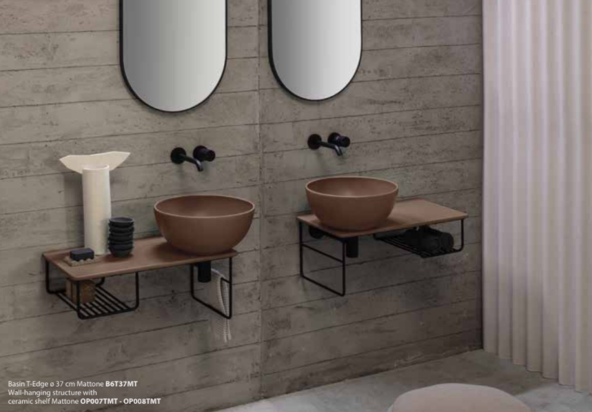 Раковина - чаша накладная круглая GLOBO T-EDGE B6T37BI Ø 370 мм, без отверстия под смеситель, без перелива, белая глянцевая