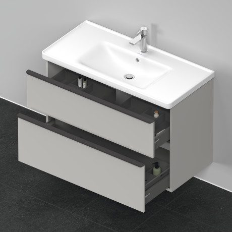 Тумба подвесная под раковину DURAVIT D-Neo DE435600707 984 мм х 452 мм, с выдвижным ящиком и выдвижным отделением, бетонно - серый матовый