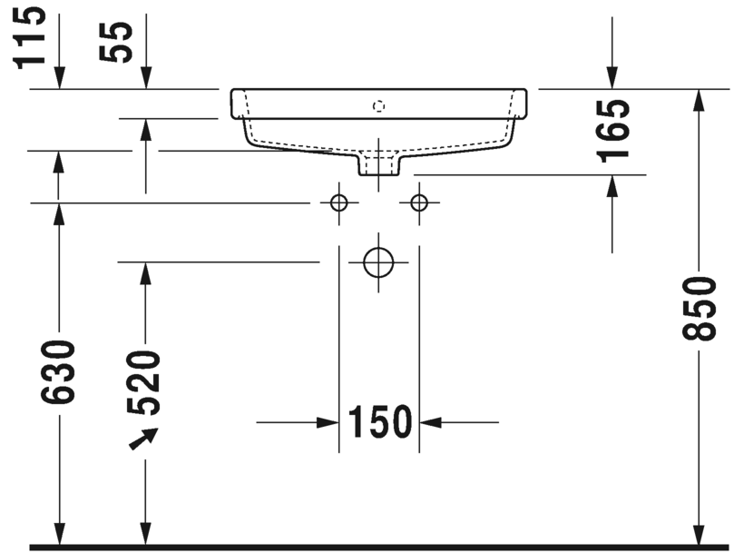 Раковина встраиваемая сверху Duravit Vero Air 0383550000 55х45см