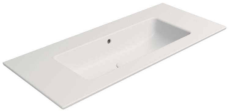 Раковина накладная/подвесная GSI PURA 8886009 1020 мм х 460 мм, без отверстия под смеситель, с переливом, без крепежа, цвет Белый матовый