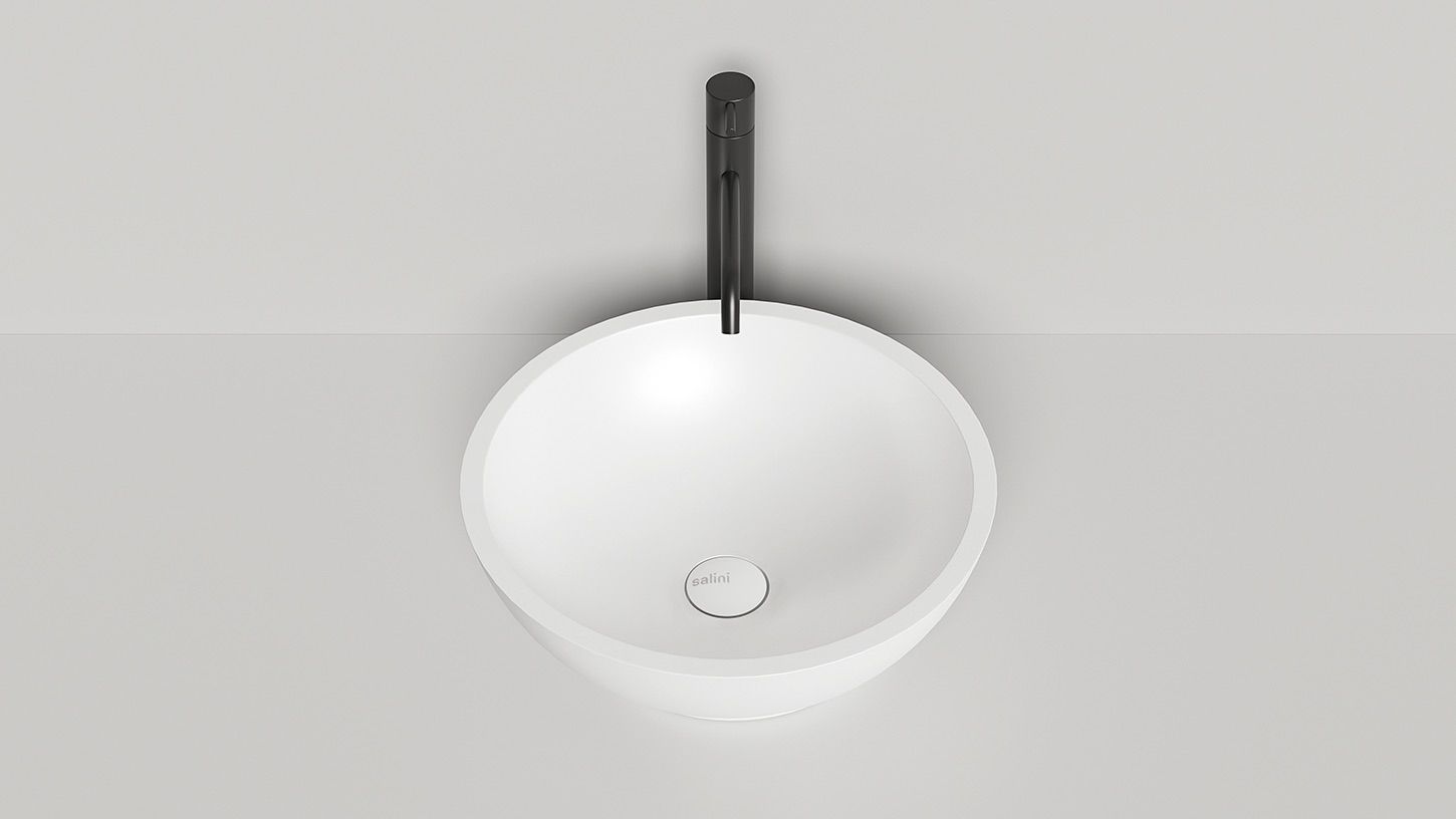 Раковина накладная круглая SALINI GLORIA 03 1102203M 415х415х150мм, S-Stone, без донного клапана, цвет Белый матовый