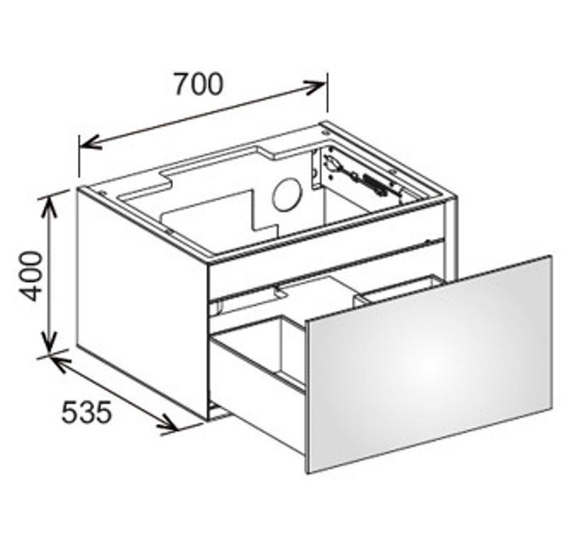 Тумба под умывальник Keuco Edition Lignatur 33340 800011 700х400х535 мм 1 ящик фасад и корпус из ореха