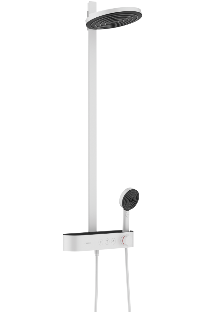 Душевая система с термостатом для душа Hansgrohe Pulsify S 24241700 Showerpipe 260 2 jet, с EcoSmart, матовый белый