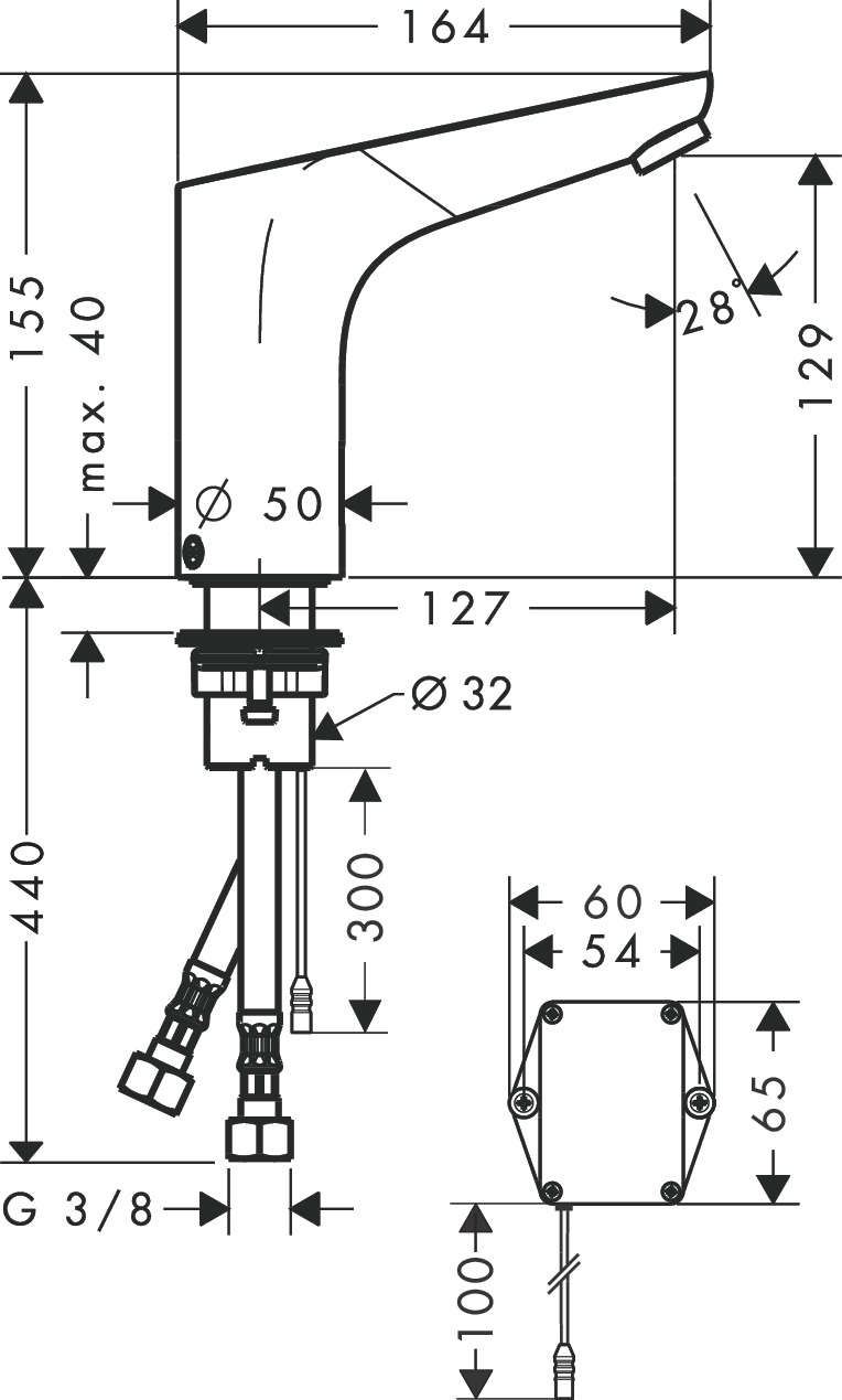 Электронный смеситель для раковины с регулировкой температуры HANSGROHE Focus 31171000 с донным клапаном, цвет Хром