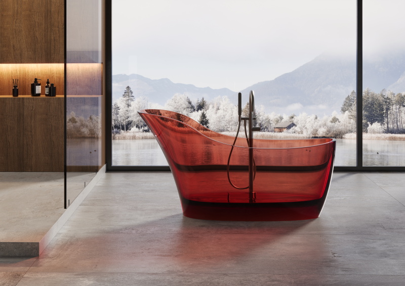 Ванна отдельностоящая из полимера DEA DESIGN ROUND DD8613 1690 R5 1690 мм х 750 мм х 880 мм, с сифоном и донным клапаном, цвет Pomegranate R5