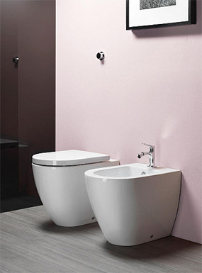 Биде напольное приставное GSI PURA 8869111 500 мм х 360 мм, с отверстием под смеситель, с переливом, без крепежа, белый глянцевый