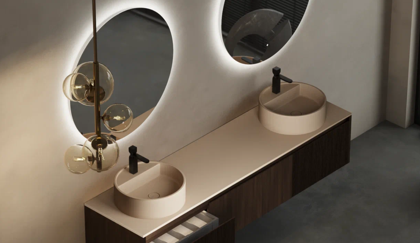 Зеркало круглое с LED - подсветкой и подогревом SALINI OMBRA 27M0360BH 25х600х600мм, с сенсорным включателем, цвет Серый