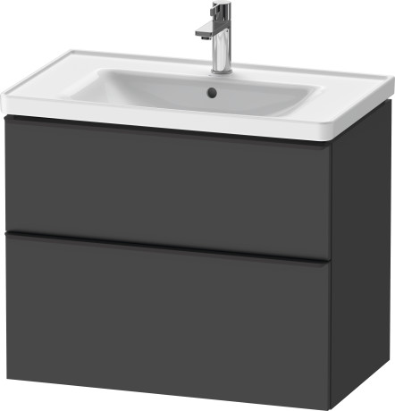 Тумба подвесная под раковину DURAVIT D-Neo DE435504949 784 мм х 452 мм, с выдвижным ящиком и выдвижным отделением, графит матовый