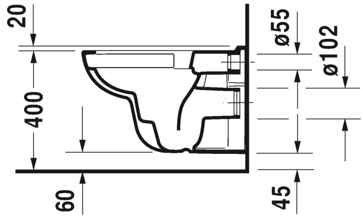 Подвесной унитаз Duravit D-Code Rimless 45700900A1 54 см с сиденьем (комплект)
