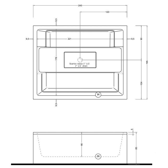 Бассейн с гидромассажем GRUPPO TREESSE REST GHOST V192HXBNB220O0SI 1950 мм х 2400 мм х 850 мм, с фильтрацией, хромотерапией и дезинфекцией, белый