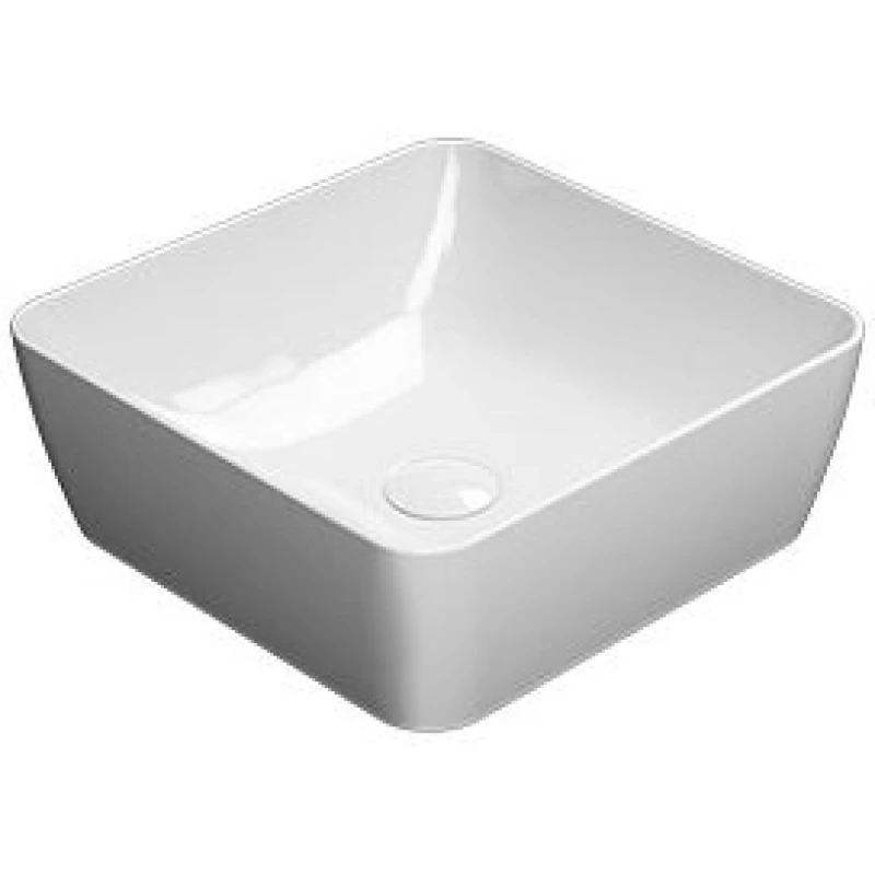 Раковина накладная квадратная GSI NUBES 903811 380 мм х 380 мм, без отверстия под смеситель, без перелива, цвет Белый глянцевый