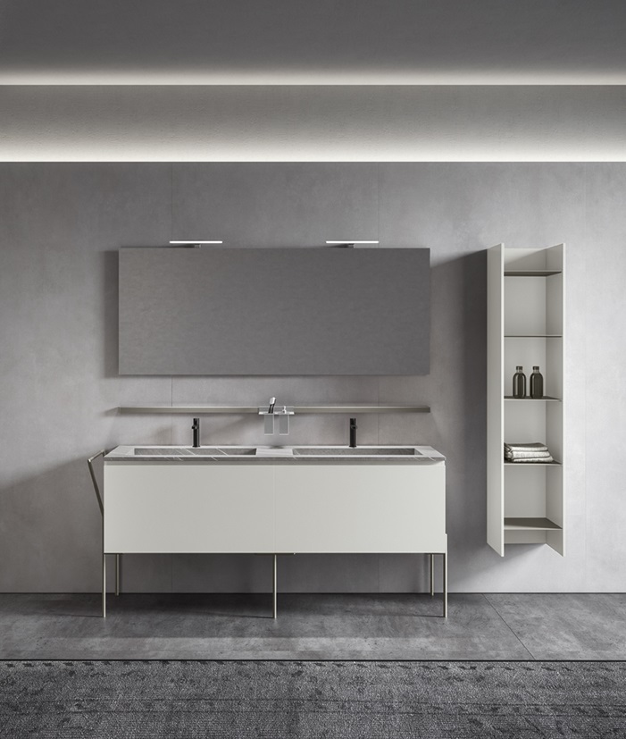 Комплект полка для ванной комнаты BMT Galaxy GA-06.1   350х1705х340 мм, Grigio Efeso Opaco/Metallic Titanium