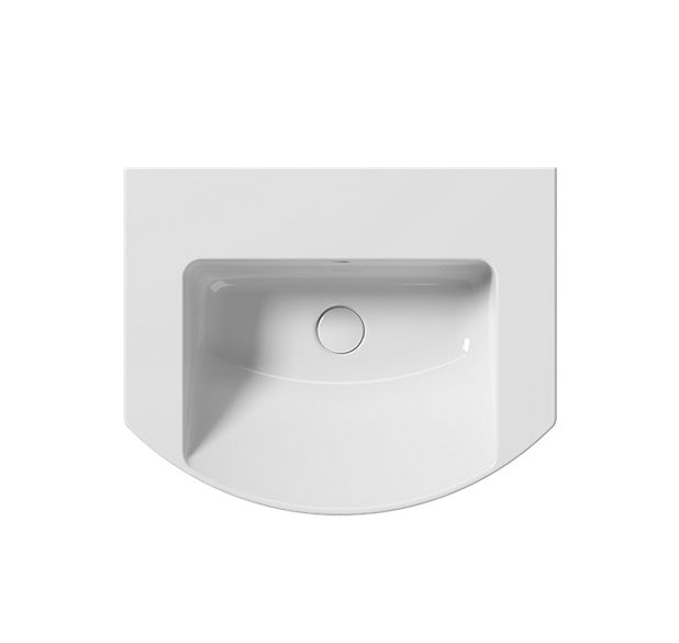 Раковина подвесная/встраиваемая GSI NORM 8645111 600 мм х 490 мм, с 1 отверстием под смеситель, с переливом, белая глянцевая